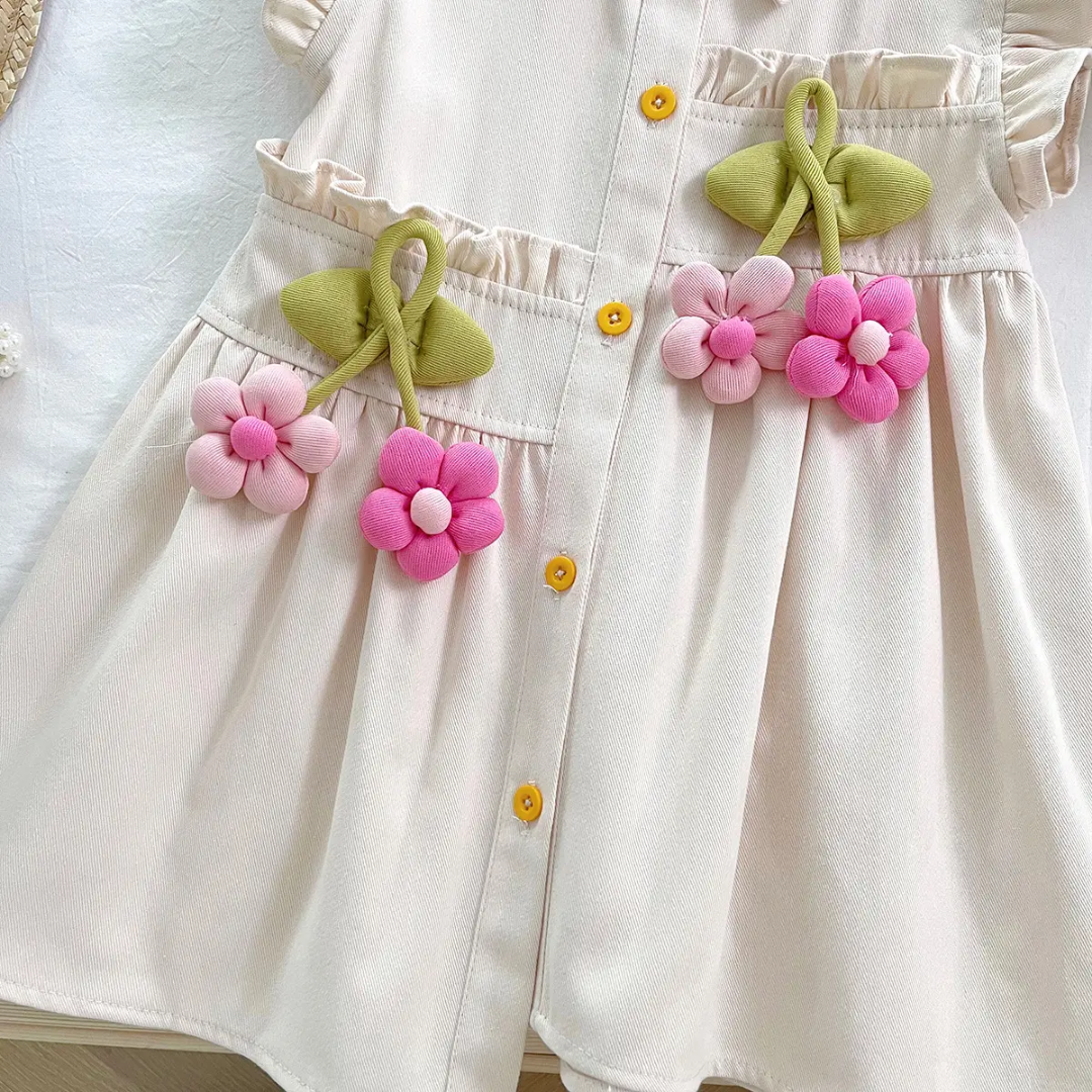 High Quality Short Sleeve Sunflower Shirt Dress Cotton - Image 3