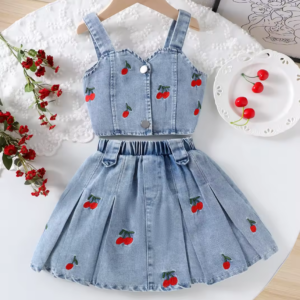 Casual Denim Clothing Two Piece Outfit Denim Skirt