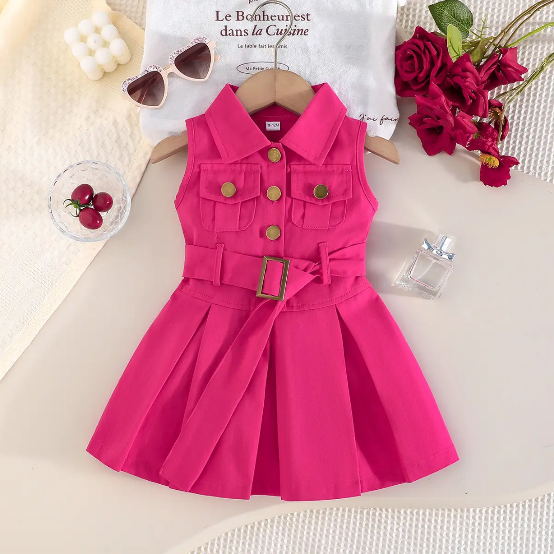 Lapel Dress with Belt - Image 3