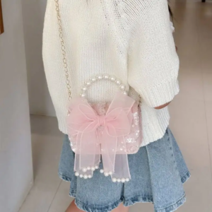 Bow Shaped Shoulder bag with pearl handle