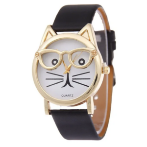 Cat wearing glass watch