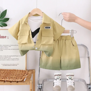 Dye Work Wear Short Sleeved Set Cotton+Polyster